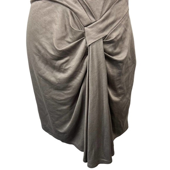Karen Millen Taupe Gray Cap Sleeve Sheath Dress Size 10 EU 42 Tie Front - Picture 6 of 14